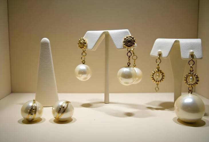 Elegant Pearl Earrings in a Luxurious Jewelry Showcase